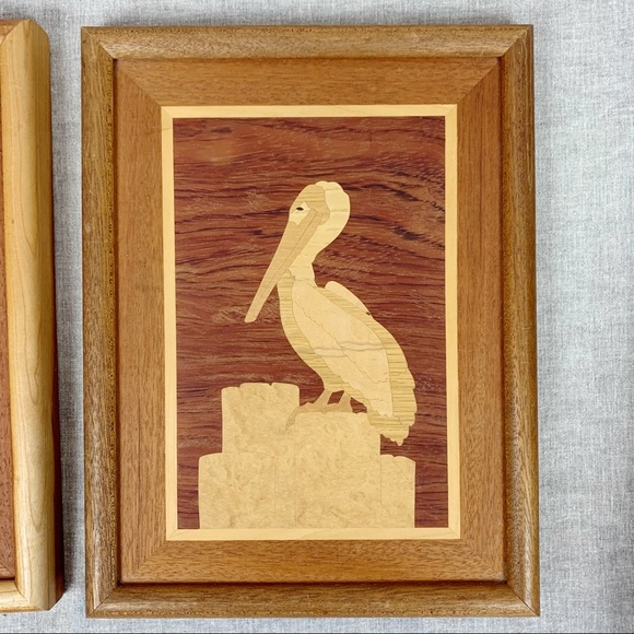 Set of 3 Wood Inlaid Wall Art - Picture 2 of 7